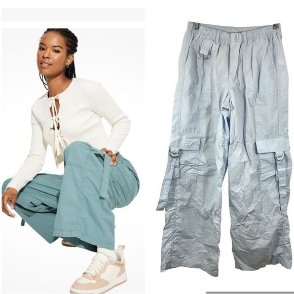 wild fable Pants - Wild Fable ladies cargo wide leg utility pants blue small cotton y2k style 90s